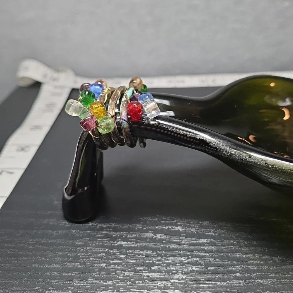 Flattened Green Wine Bottle Serving Tray, Candle Holder, or Cooking Spoon Rest